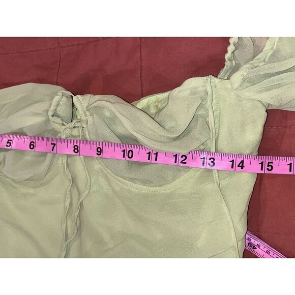 NWT House Of CB  Baby lime chiffon halter mini dress - Picture 7 of 9